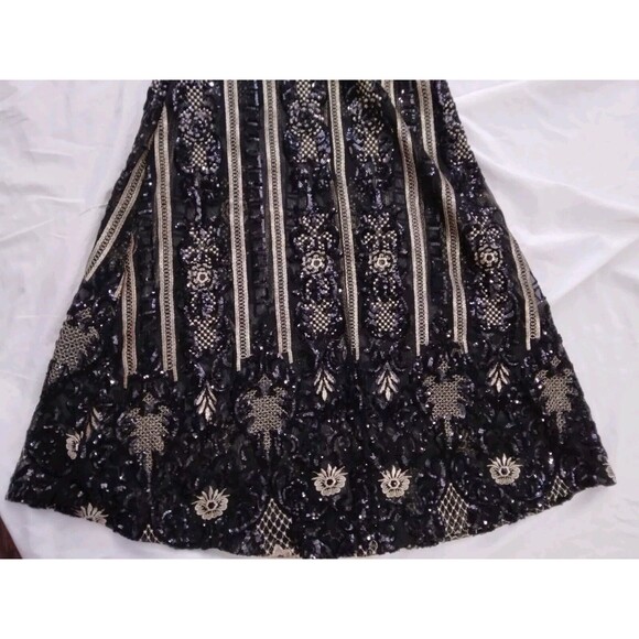 Fashion Nova Dress Black Gold Sequin Floral Embroidered Evening Gown Size Small - Picture 16 of 16